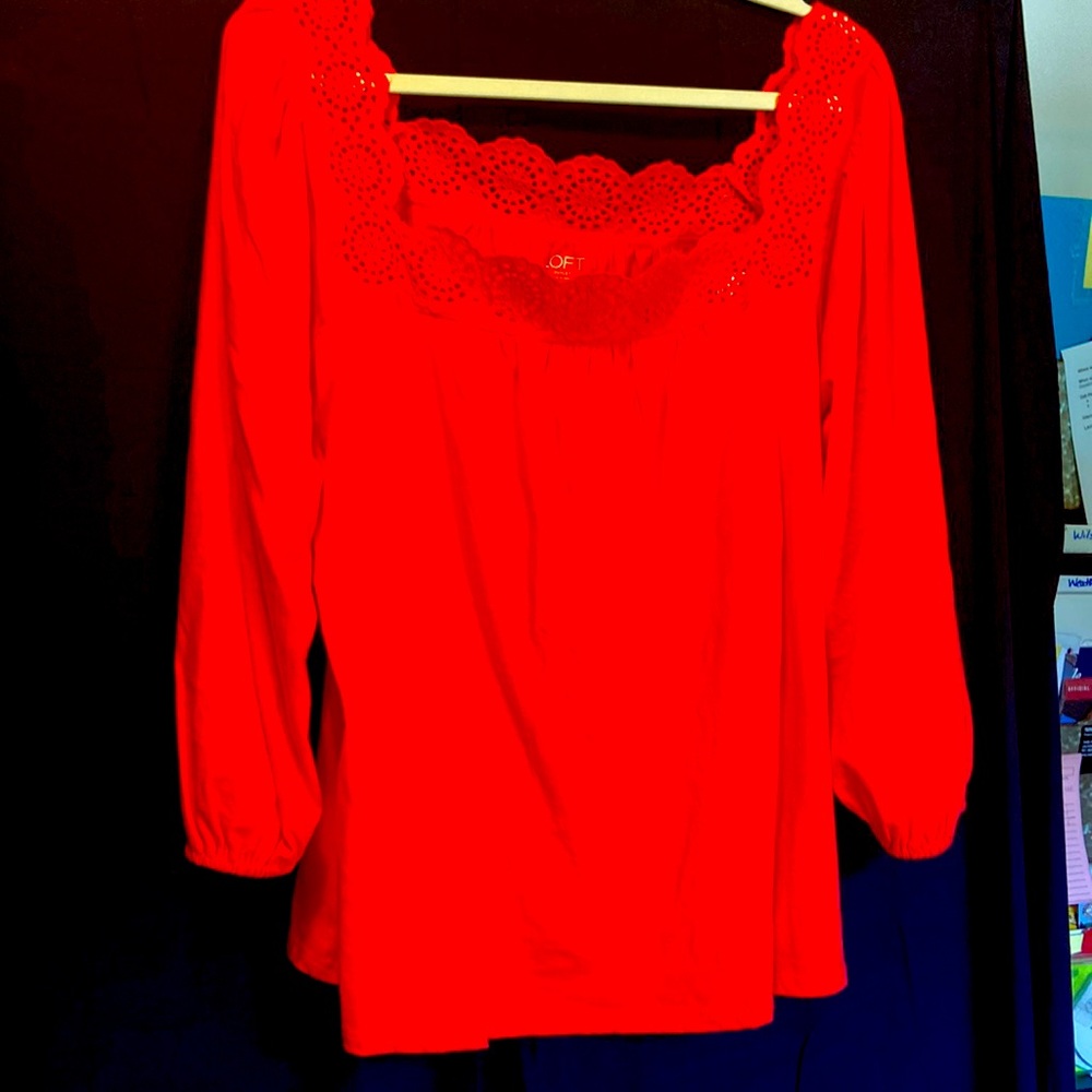 Loft square neck Orange blouse - size Large